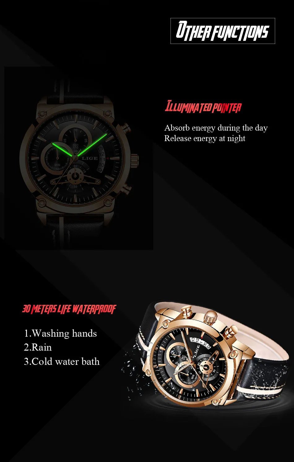 Men's chronograph waterproof sport watch