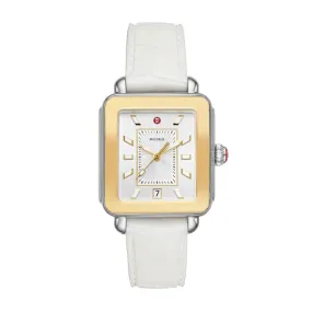 Michele Deco Sport Two-Tone Watch White Silicone Strap 34 x 36mm Quartz