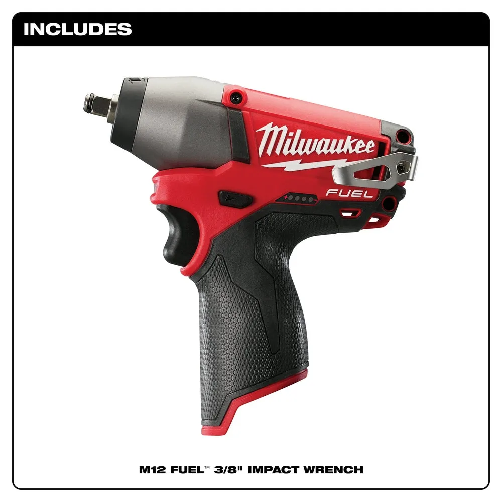 Milwaukee 2454-20 M12 FUEL 12V 3/8" Impact Wrench w/ Belt Clip - Bare Tool