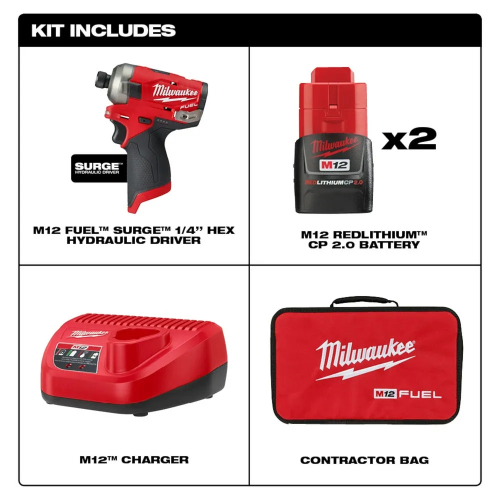 Milwaukee 2551-22 M12 FUEL 12V SURGE 1/4 Inch Hex Hydraulic Driver Kit