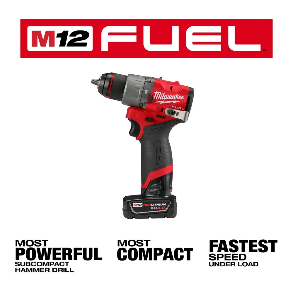 Milwaukee 3404-22 M12 FUEL 12V 1/2" Cordless Li-Ion Hammer Drill/Driver Kit