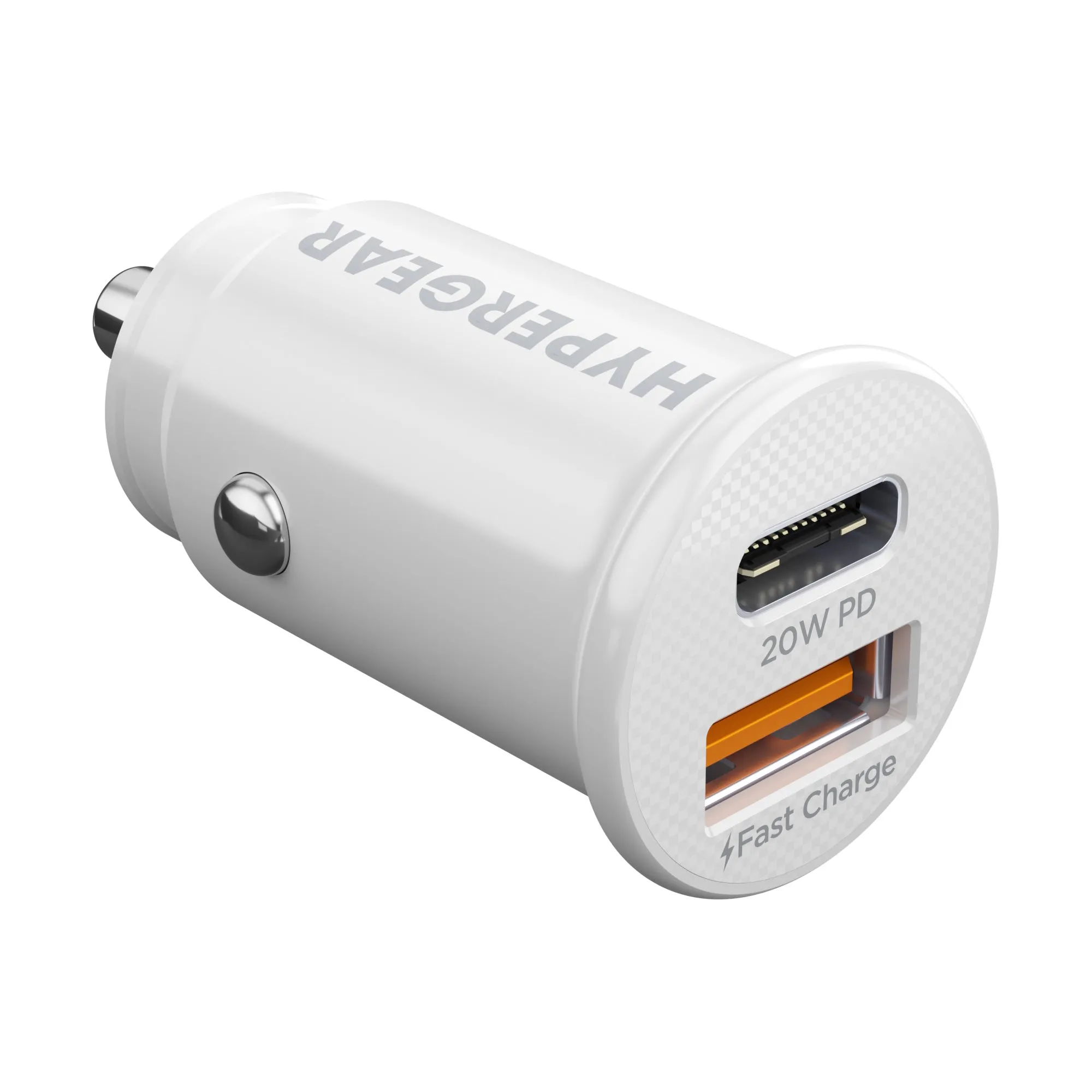 mini 20W USB-C PD   18W USB Fast Car Charger | White