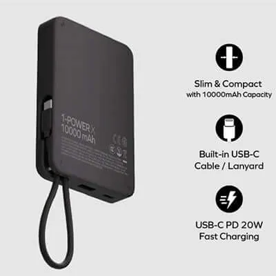 Momax 1-Power X Power Bank 10000mAh With Built-in USB-C Cable