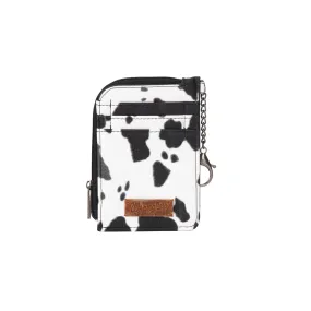 Montana West Wrangler Cow Print Print Mini Zip Card Case