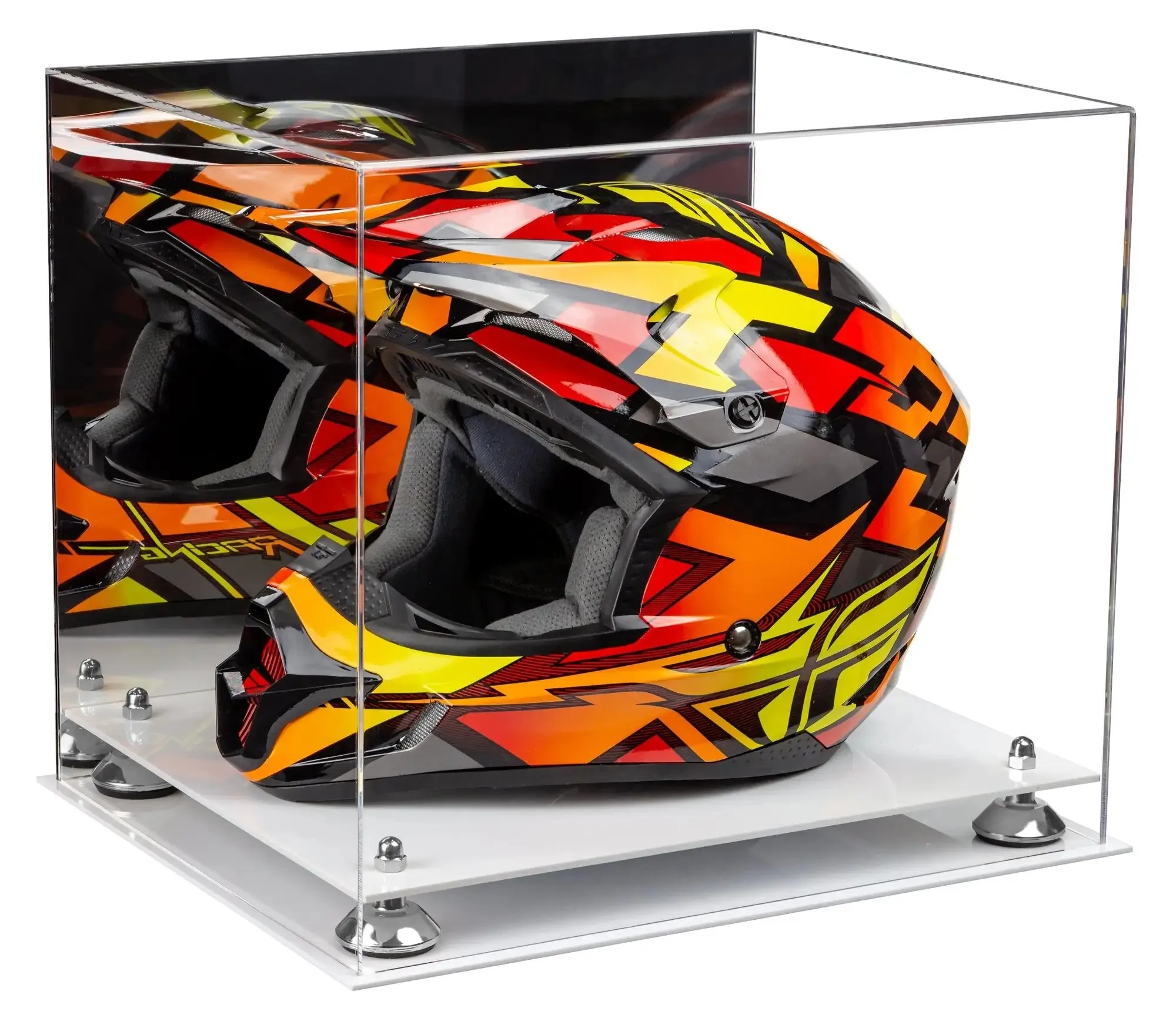 Motorcycle Nascar or Motocross Racing Helmet Display Case - Mirror No Wall Mount (A024/V61)