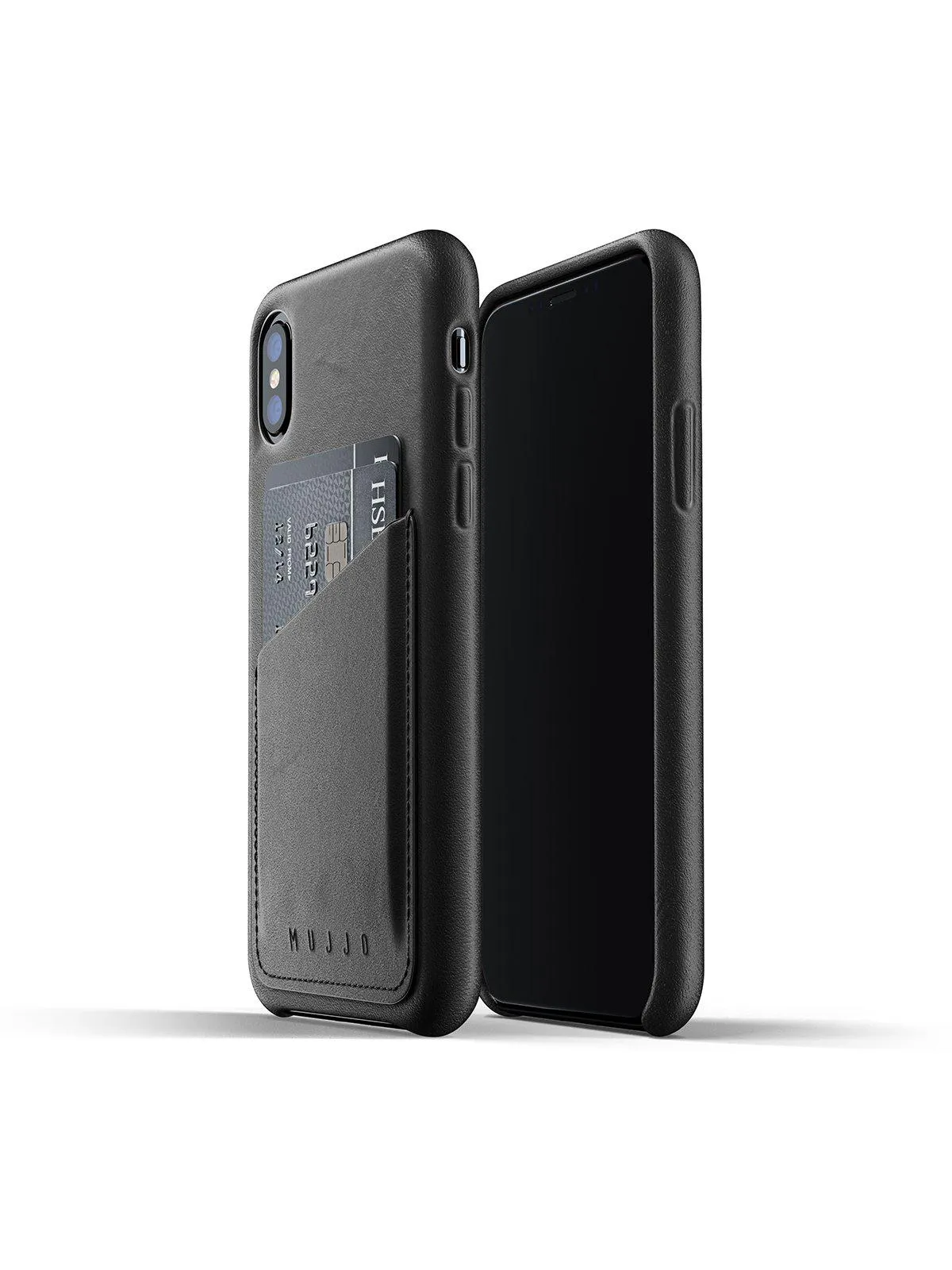 Mujjo Full Leather Wallet Case for iPhone XS Black