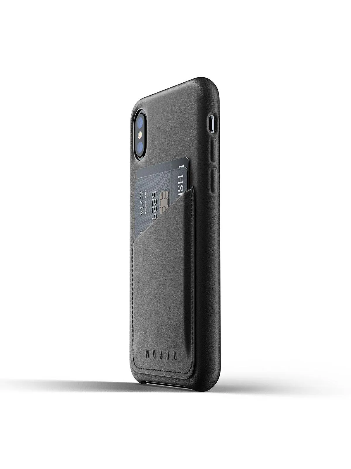 Mujjo Full Leather Wallet Case for iPhone XS Black