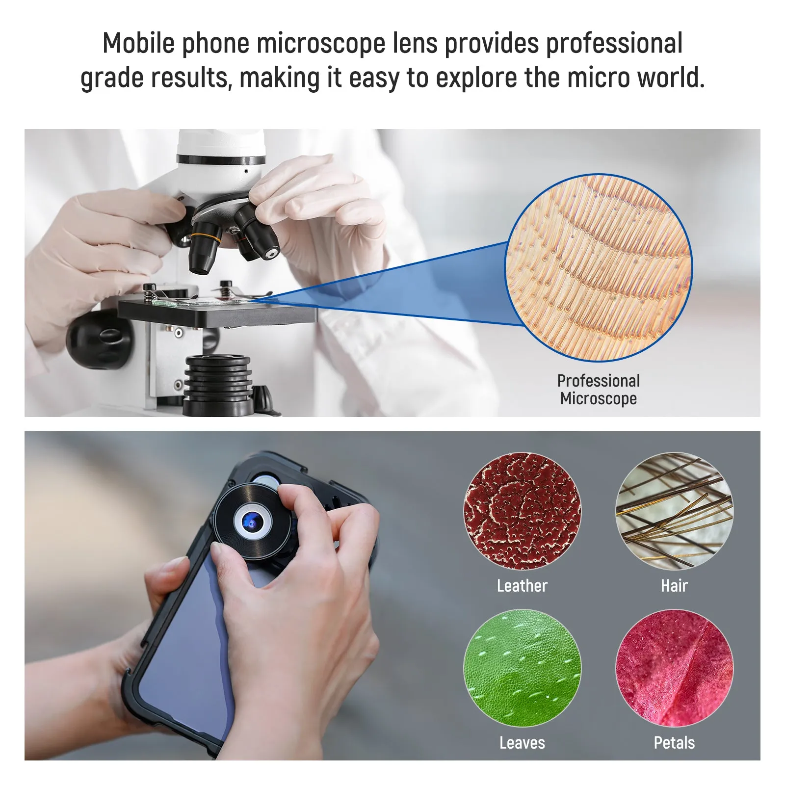 NEEWER LS-32 45X Phone Microscope for 17mm Thread Lens Backplate