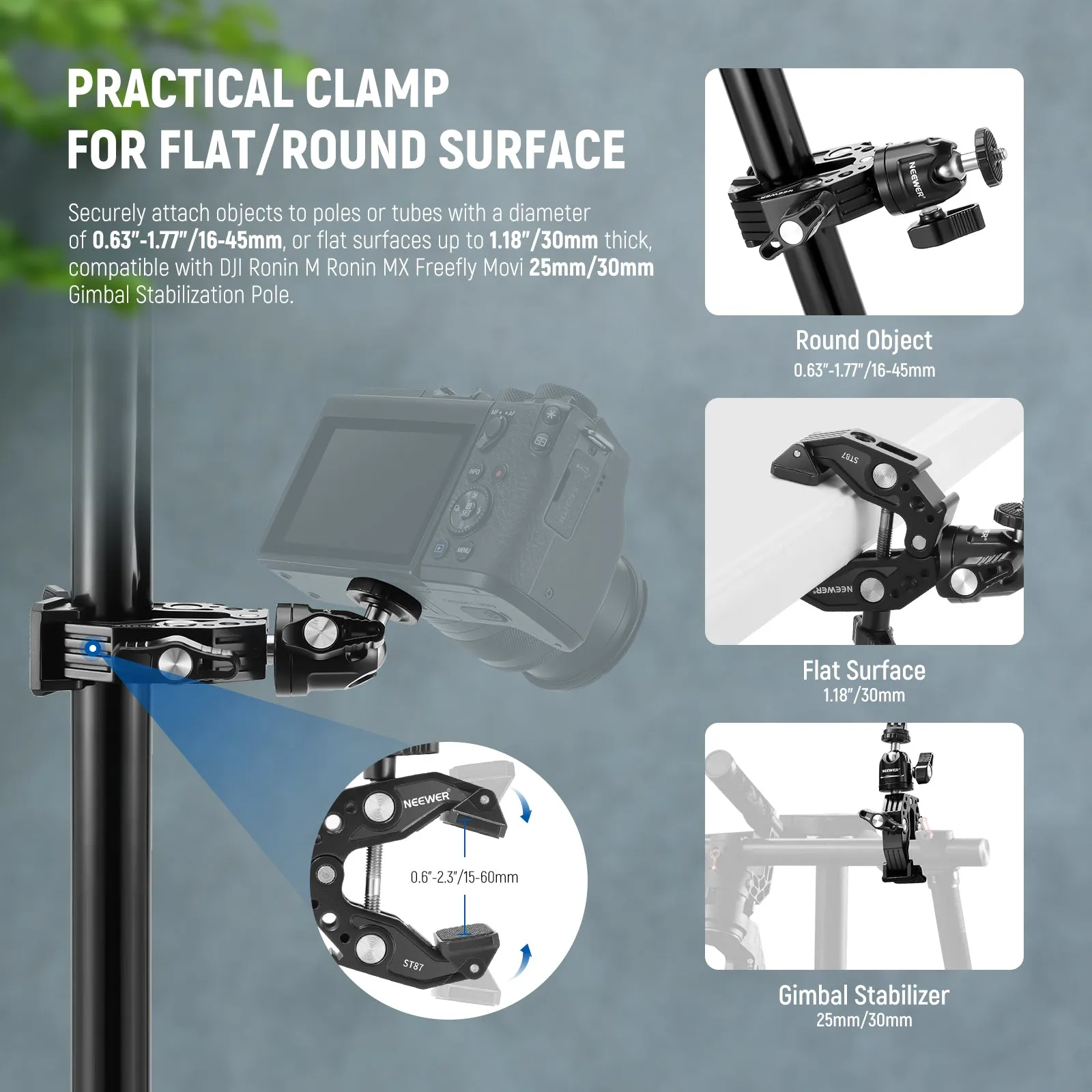 NEEWER ST87 Super Clamp with Ballhead