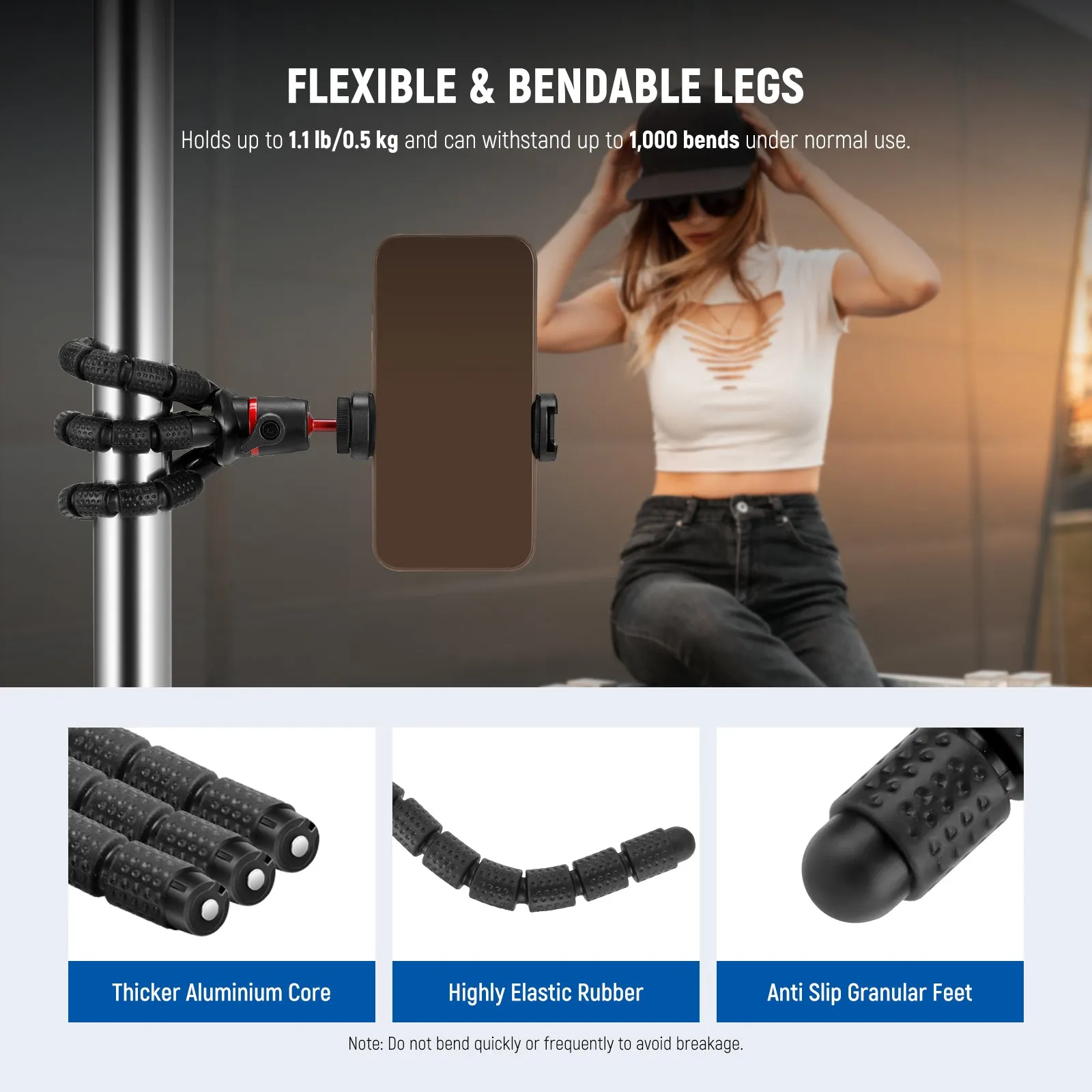 NEEWER T72 Mini Flexible Phone Tripod with Remote