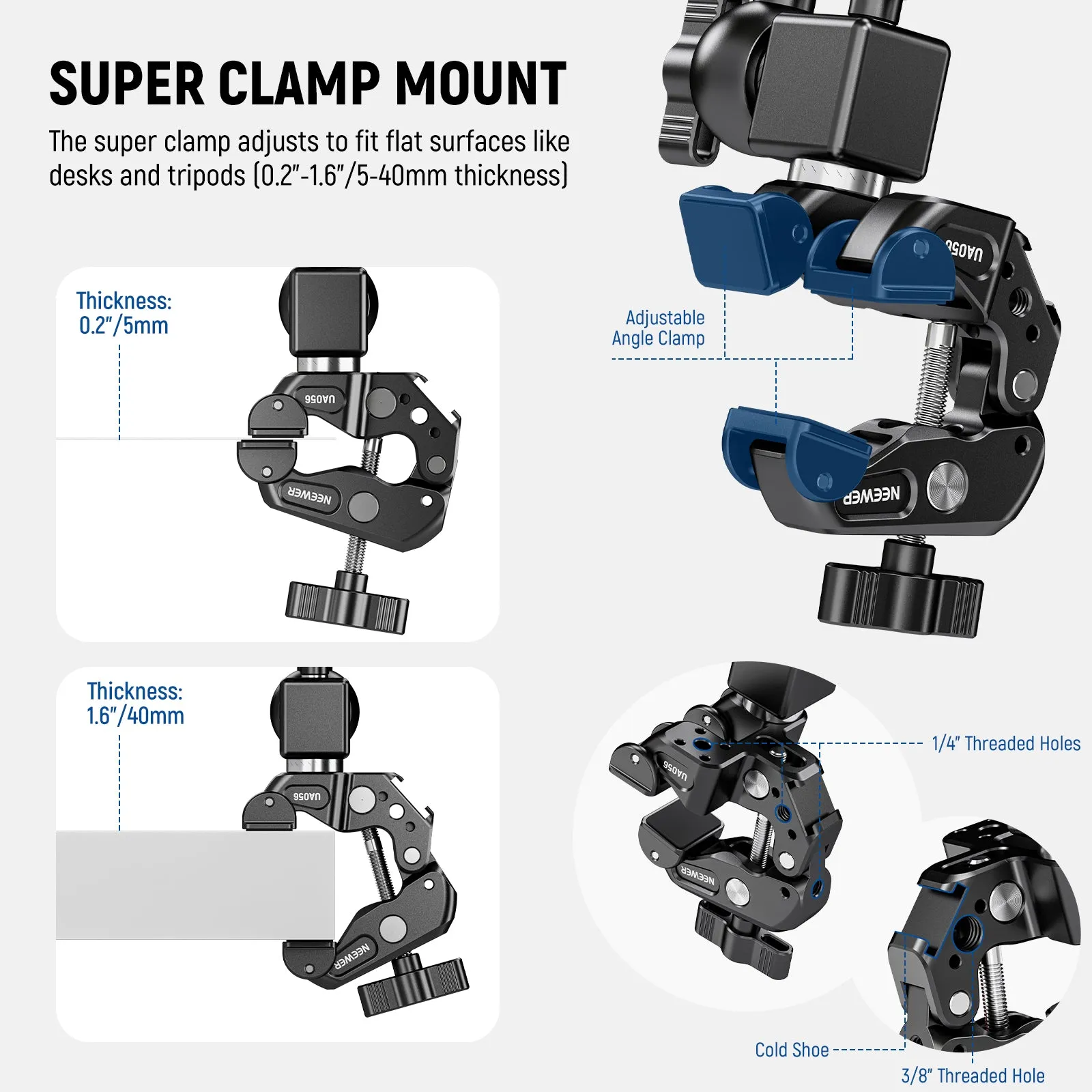 NEEWER UA056 30" Articulating Magic Arm with Super Clamp & Phone Holder