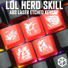 Novelty Shine Through Keycaps ABS Etched lol black red r2 hero skill Morgana Team