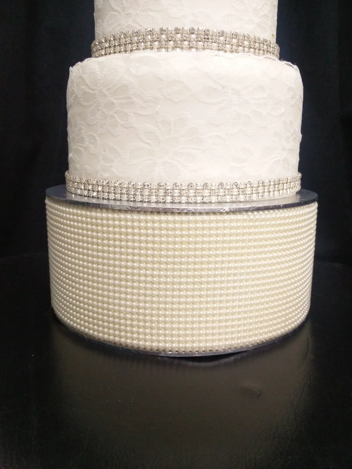 Pearl cake stand platform plate round or square all sizes in white or ivory