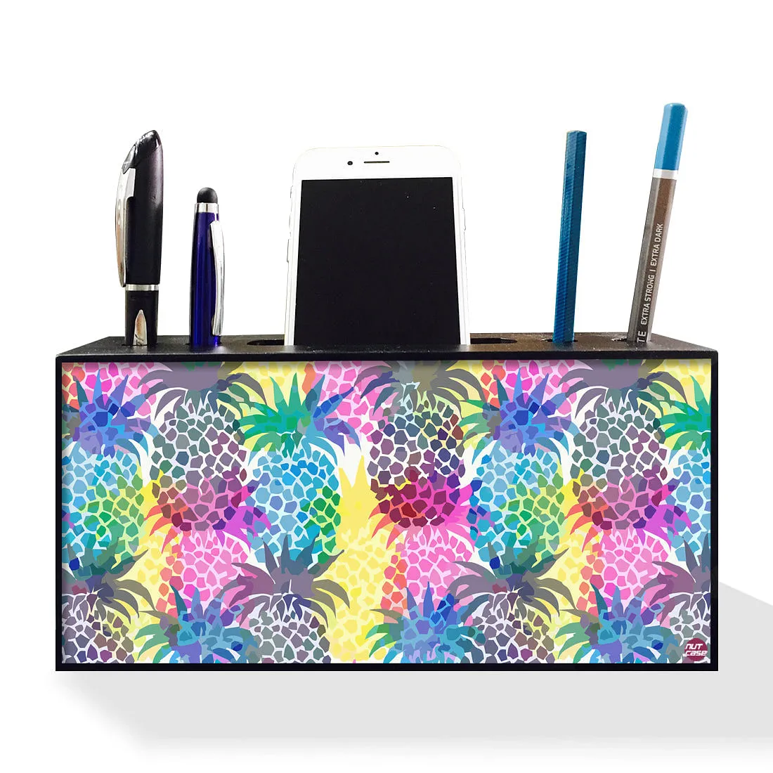 Pen Mobile Stand Holder Desk Organizer - Colorful Pineapple