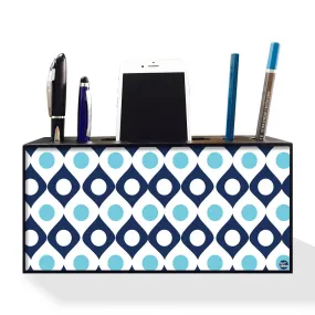 Pen Mobile Stand Holder Desk Organizer - Shades Of Blue Retro