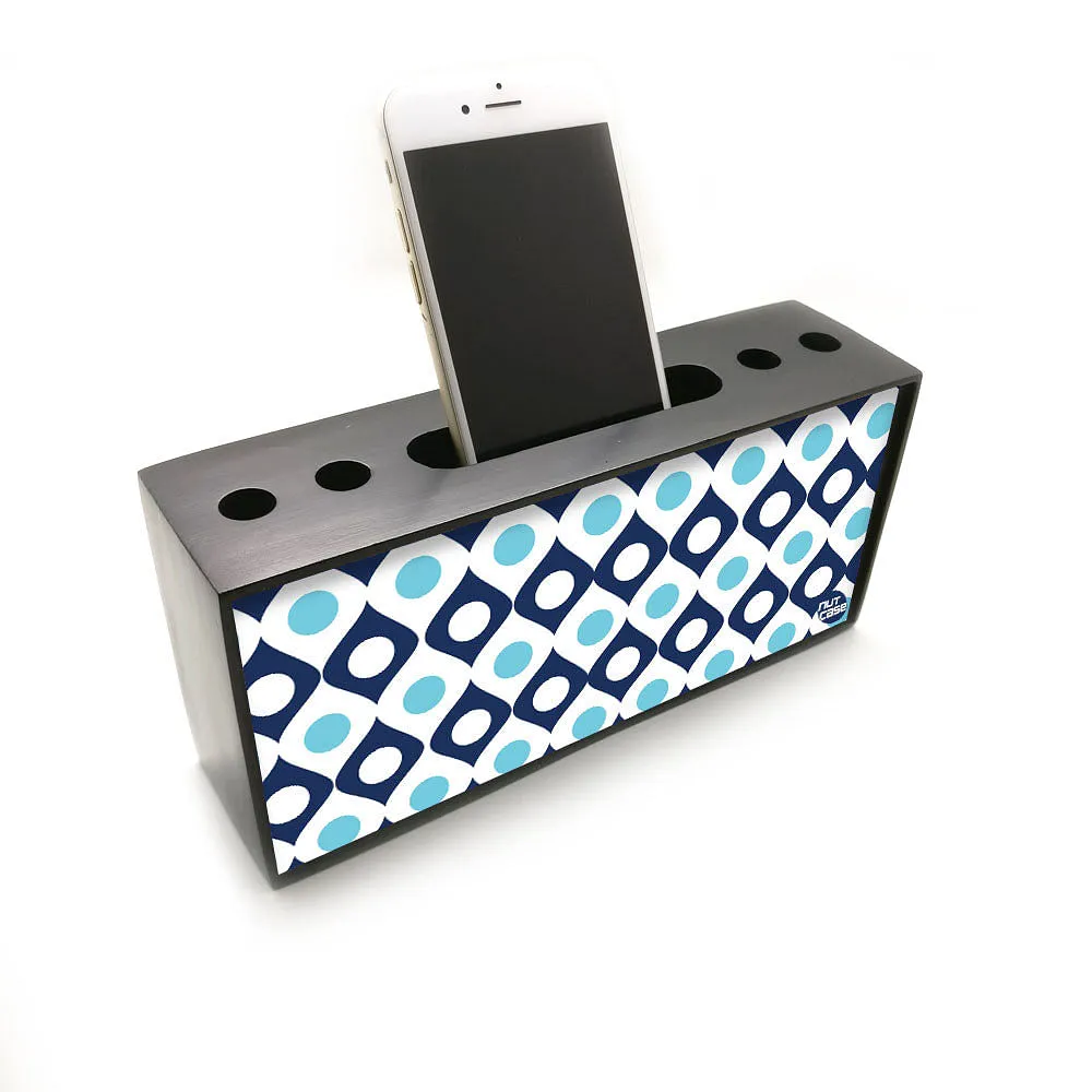 Pen Mobile Stand Holder Desk Organizer - Shades Of Blue Retro