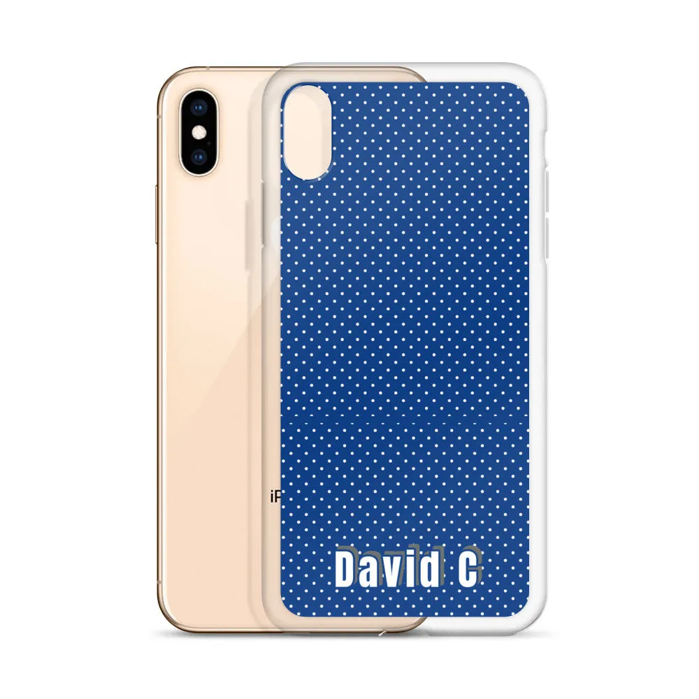 Personalized Phone Case, Blue Polka Dots Print Custom Names iPhone Case-Printed in USA/EU