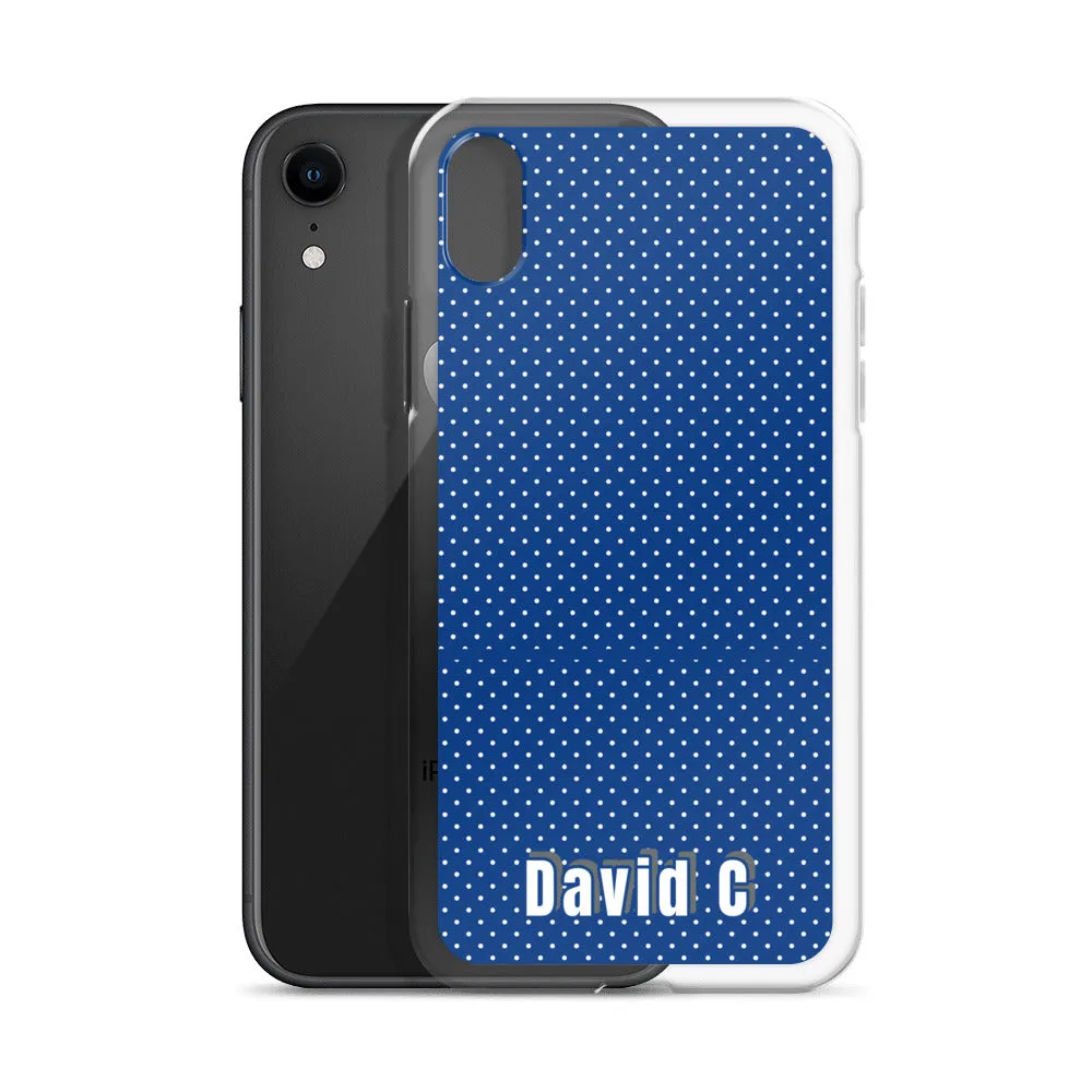 Personalized Phone Case, Blue Polka Dots Print Custom Names iPhone Case-Printed in USA/EU