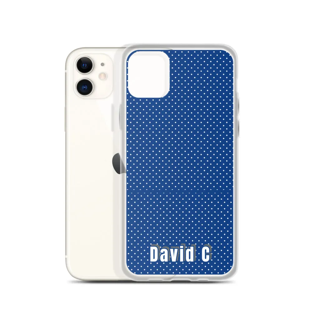 Personalized Phone Case, Blue Polka Dots Print Custom Names iPhone Case-Printed in USA/EU