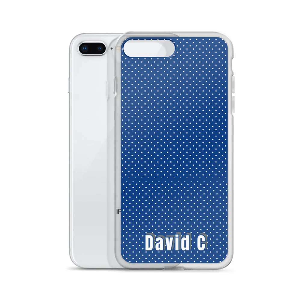 Personalized Phone Case, Blue Polka Dots Print Custom Names iPhone Case-Printed in USA/EU