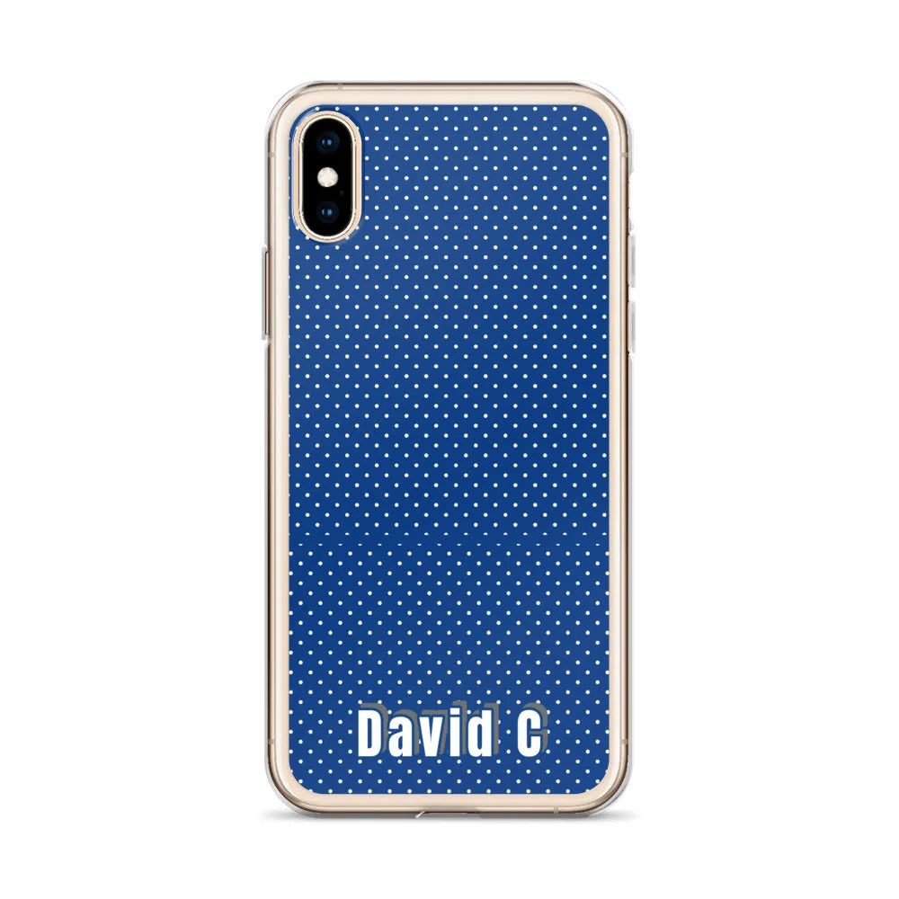 Personalized Phone Case, Blue Polka Dots Print Custom Names iPhone Case-Printed in USA/EU