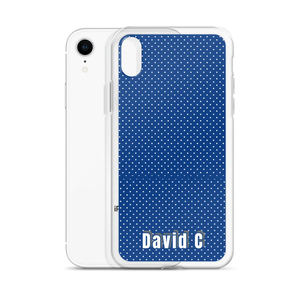 Personalized Phone Case, Blue Polka Dots Print Custom Names iPhone Case-Printed in USA/EU