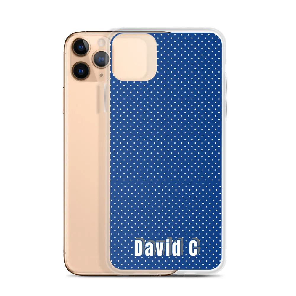 Personalized Phone Case, Blue Polka Dots Print Custom Names iPhone Case-Printed in USA/EU