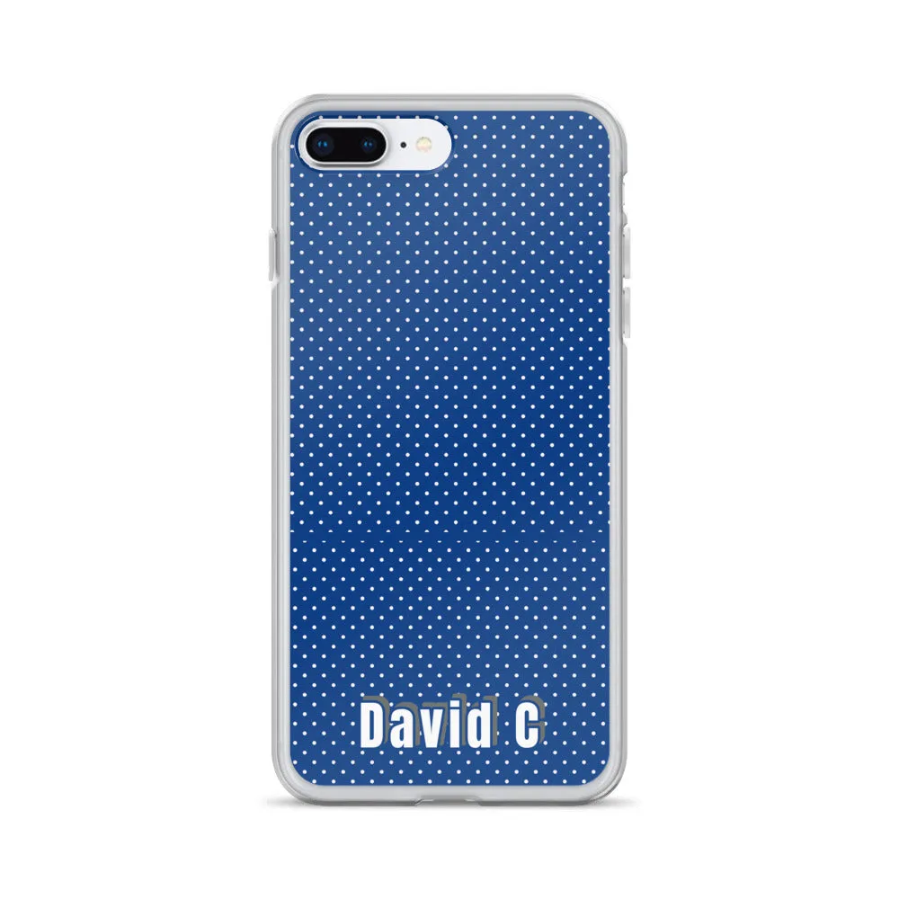 Personalized Phone Case, Blue Polka Dots Print Custom Names iPhone Case-Printed in USA/EU