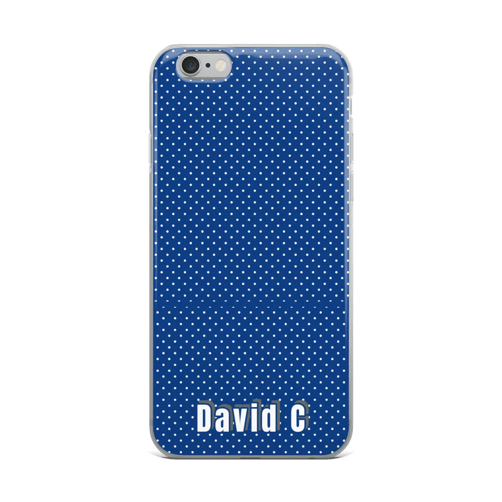 Personalized Phone Case, Blue Polka Dots Print Custom Names iPhone Case-Printed in USA/EU