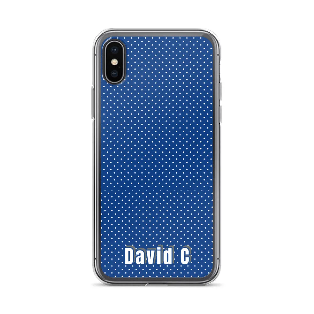 Personalized Phone Case, Blue Polka Dots Print Custom Names iPhone Case-Printed in USA/EU