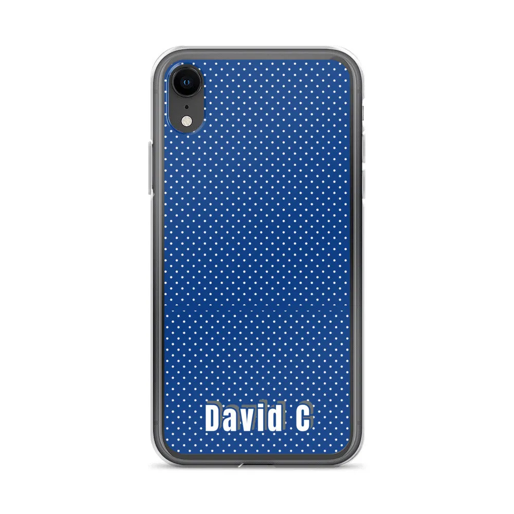 Personalized Phone Case, Blue Polka Dots Print Custom Names iPhone Case-Printed in USA/EU