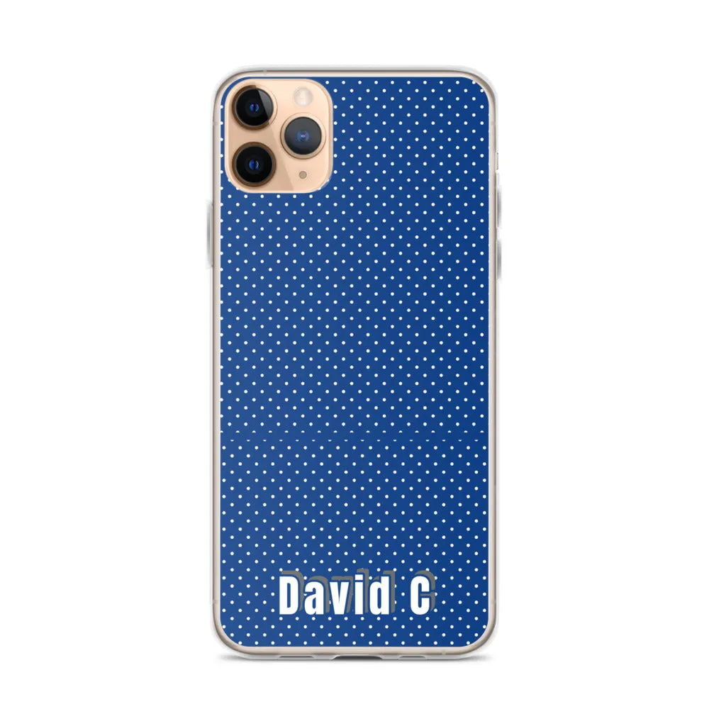 Personalized Phone Case, Blue Polka Dots Print Custom Names iPhone Case-Printed in USA/EU