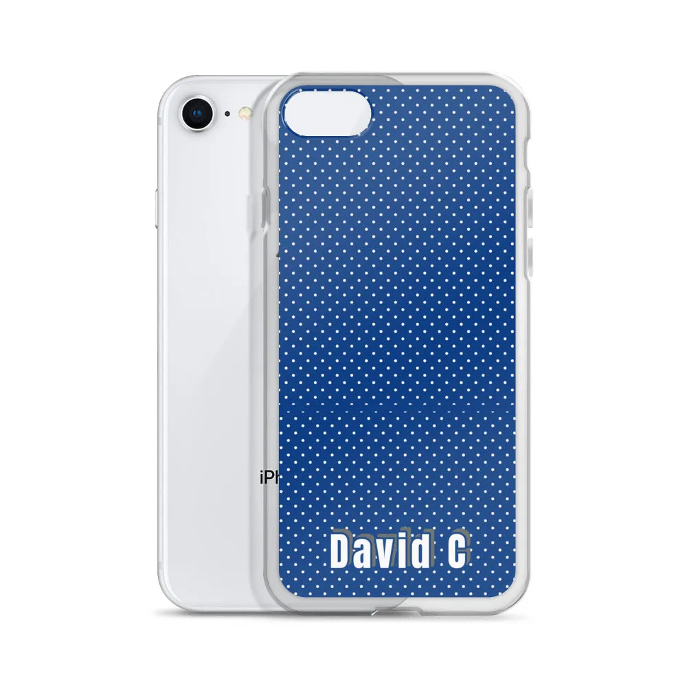 Personalized Phone Case, Blue Polka Dots Print Custom Names iPhone Case-Printed in USA/EU