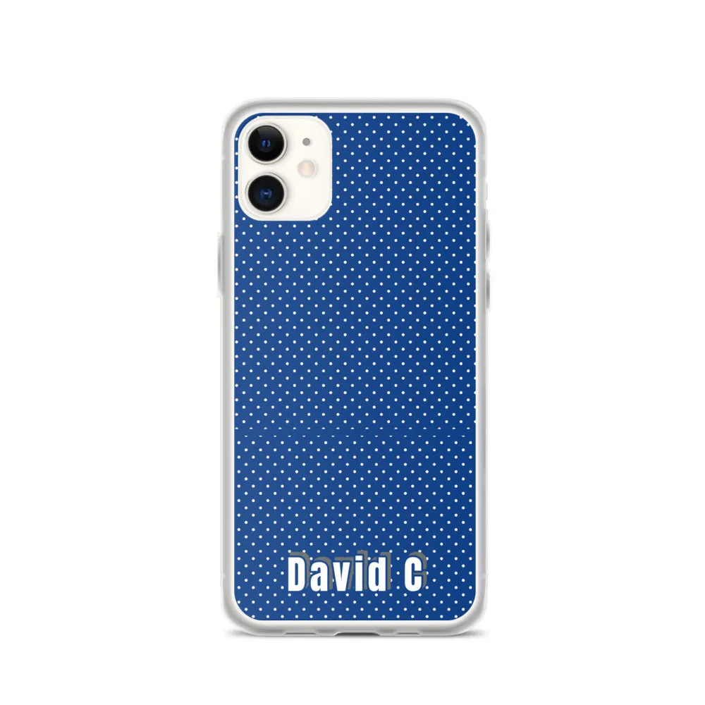 Personalized Phone Case, Blue Polka Dots Print Custom Names iPhone Case-Printed in USA/EU