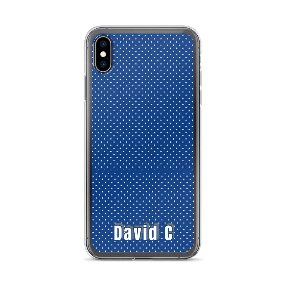 Personalized Phone Case, Blue Polka Dots Print Custom Names iPhone Case-Printed in USA/EU