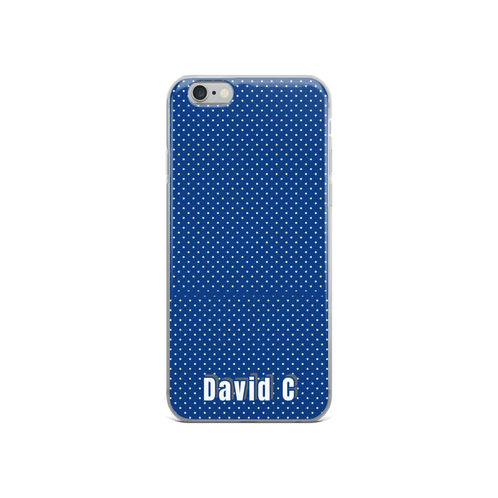 Personalized Phone Case, Blue Polka Dots Print Custom Names iPhone Case-Printed in USA/EU