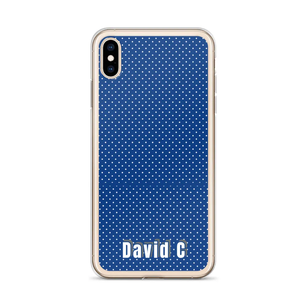 Personalized Phone Case, Blue Polka Dots Print Custom Names iPhone Case-Printed in USA/EU