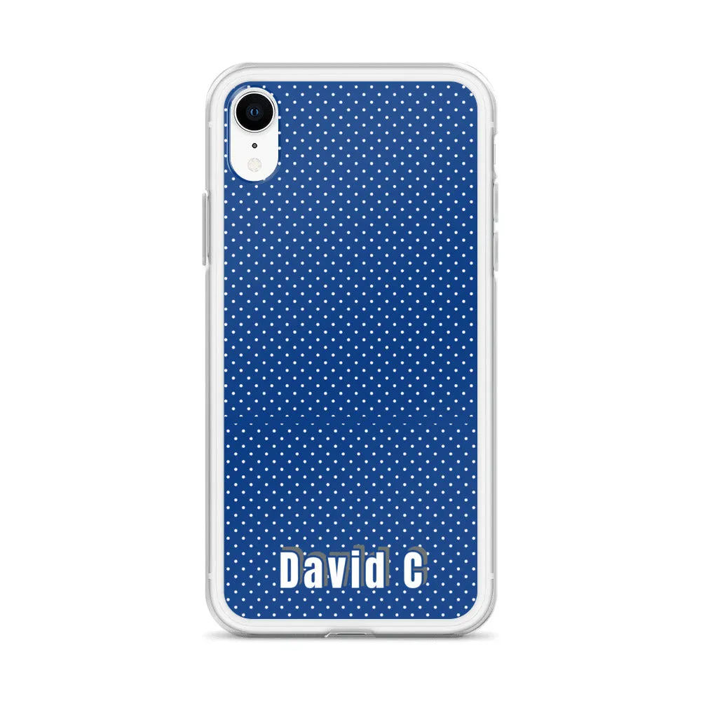 Personalized Phone Case, Blue Polka Dots Print Custom Names iPhone Case-Printed in USA/EU