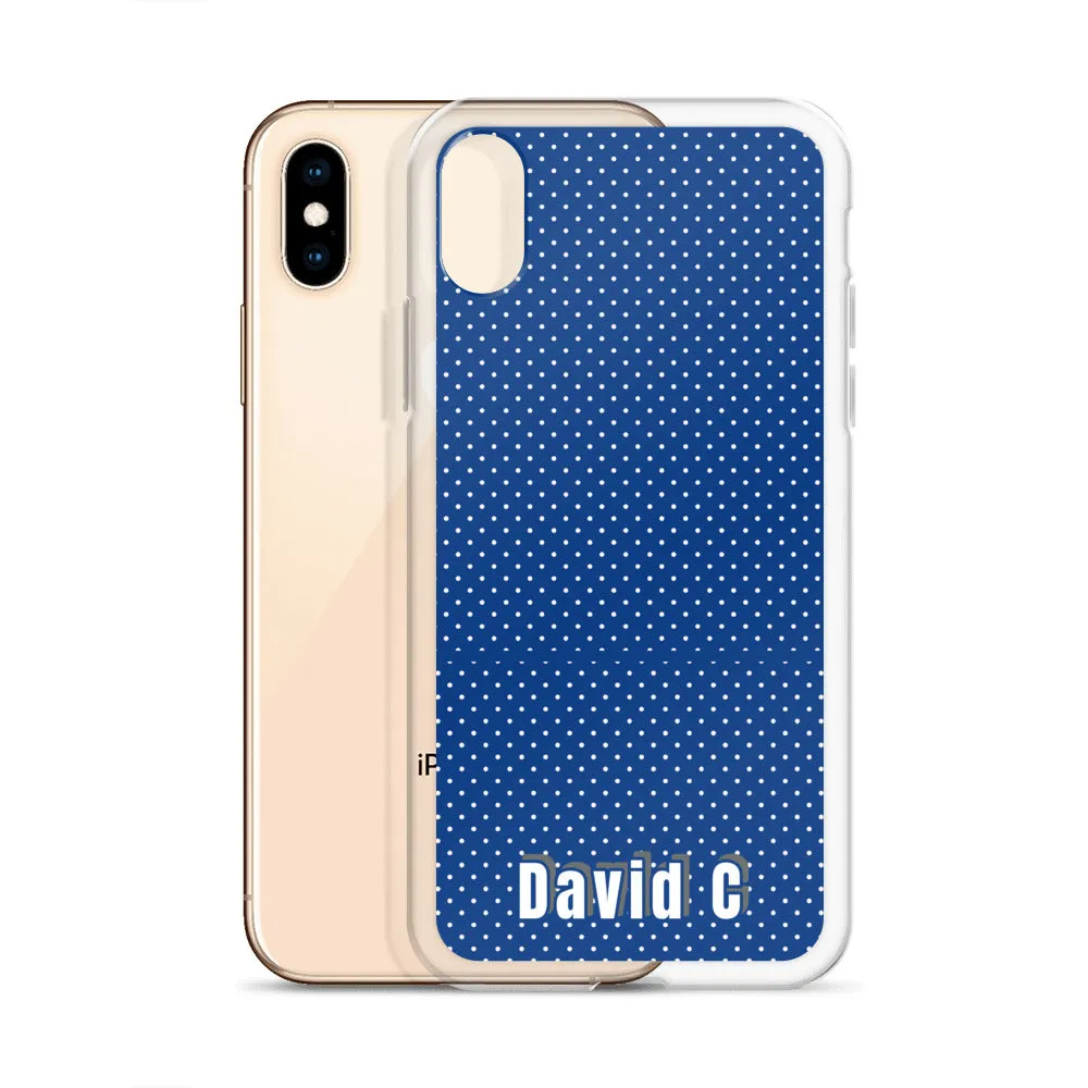 Personalized Phone Case, Blue Polka Dots Print Custom Names iPhone Case-Printed in USA/EU