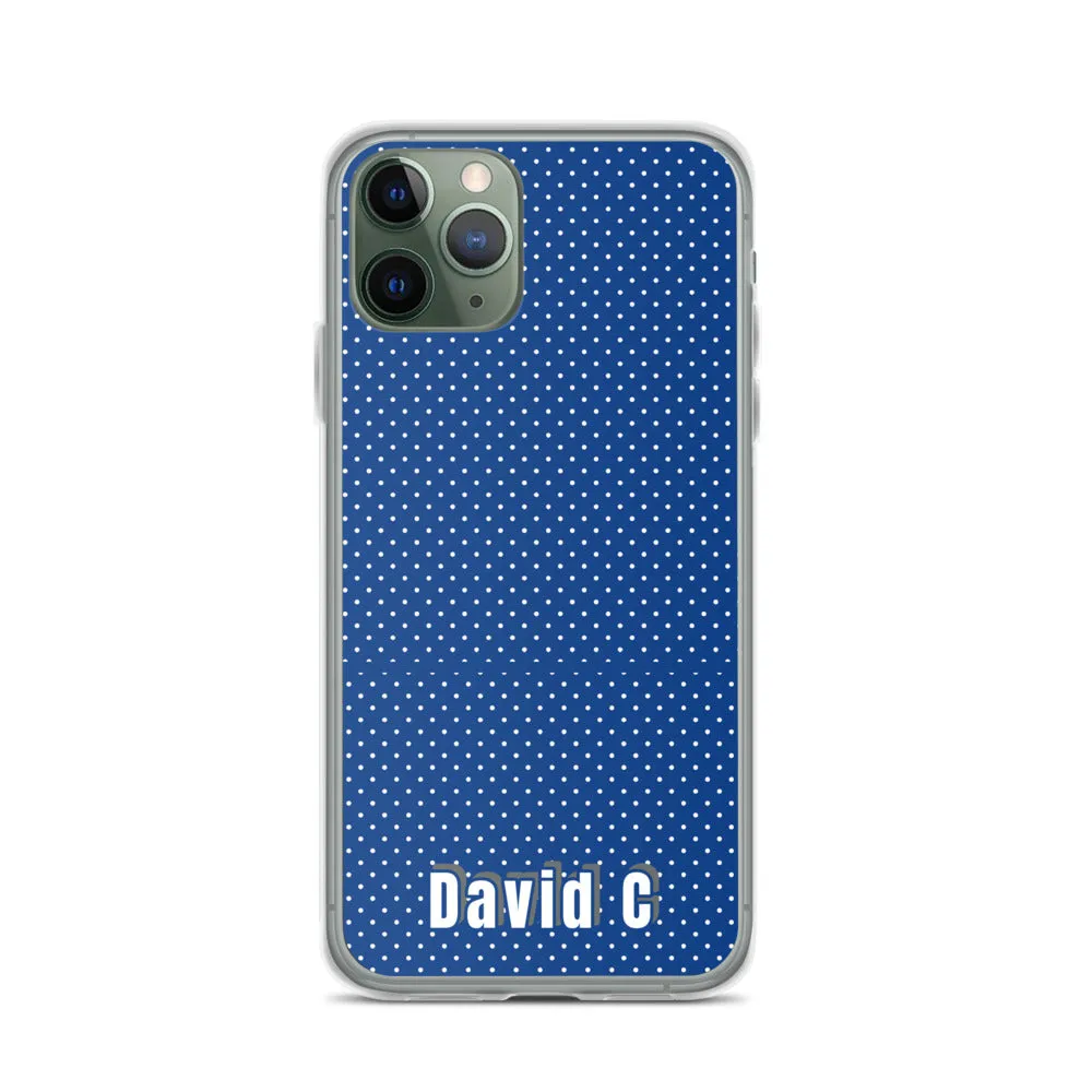 Personalized Phone Case, Blue Polka Dots Print Custom Names iPhone Case-Printed in USA/EU