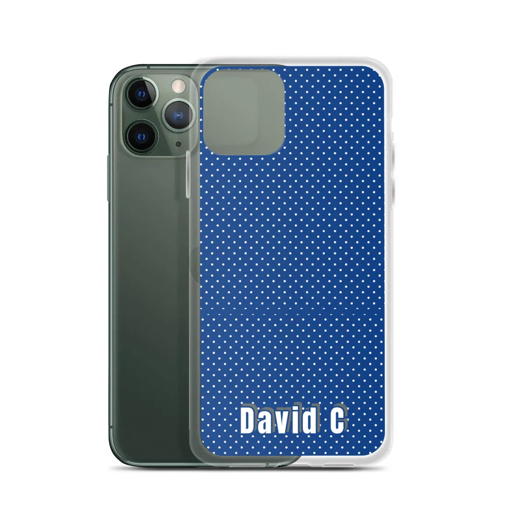 Personalized Phone Case, Blue Polka Dots Print Custom Names iPhone Case-Printed in USA/EU