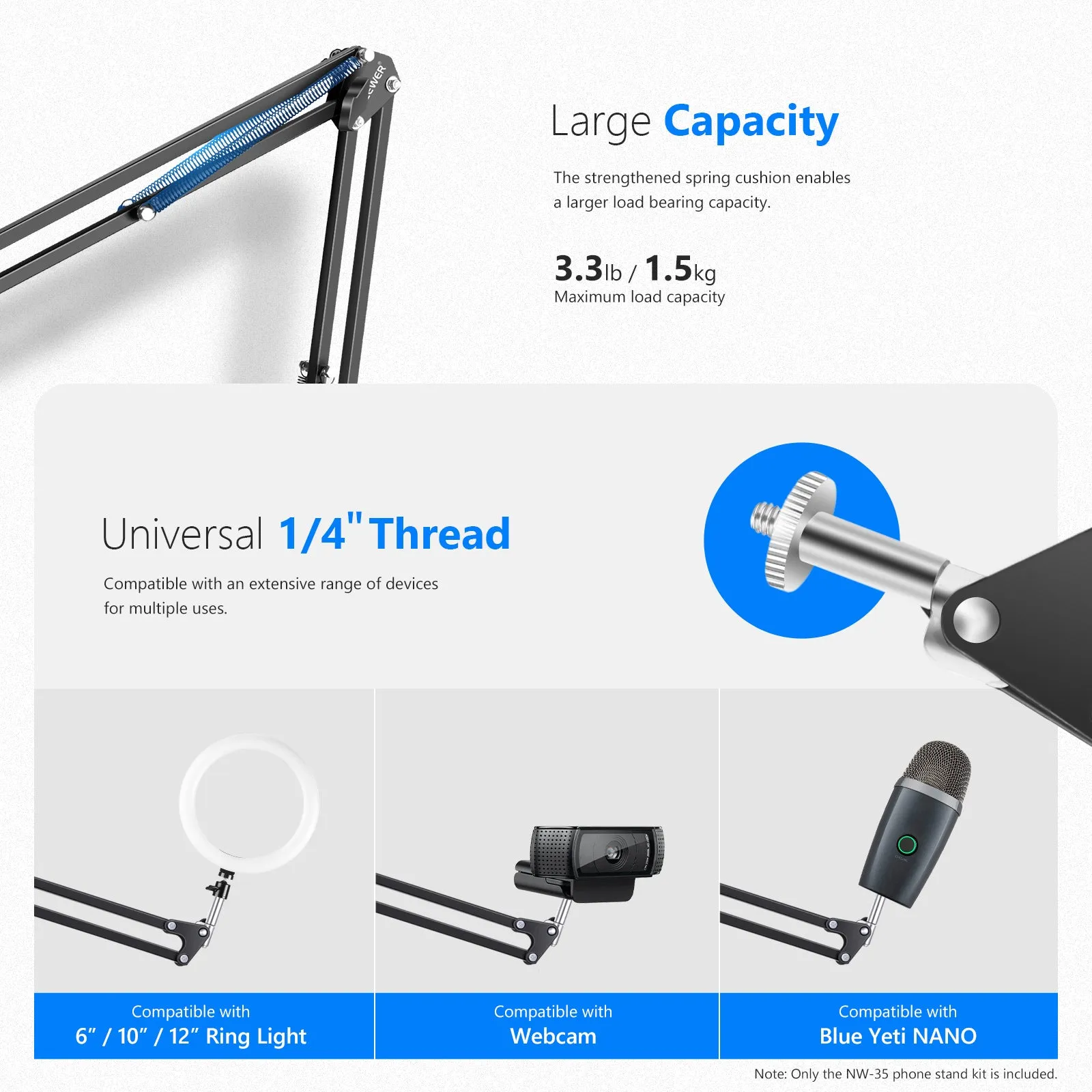 Phone And Tablet Long Arm Stand