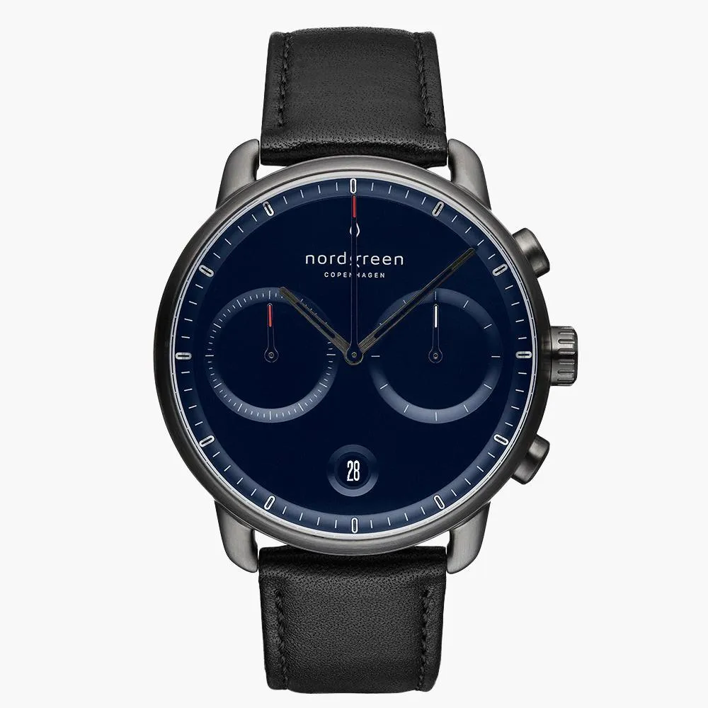 Pioneer | Navy Dial - Black Leather