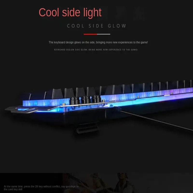 PK900 luminous RGB game keyboard dazzling light metal panel with hand support