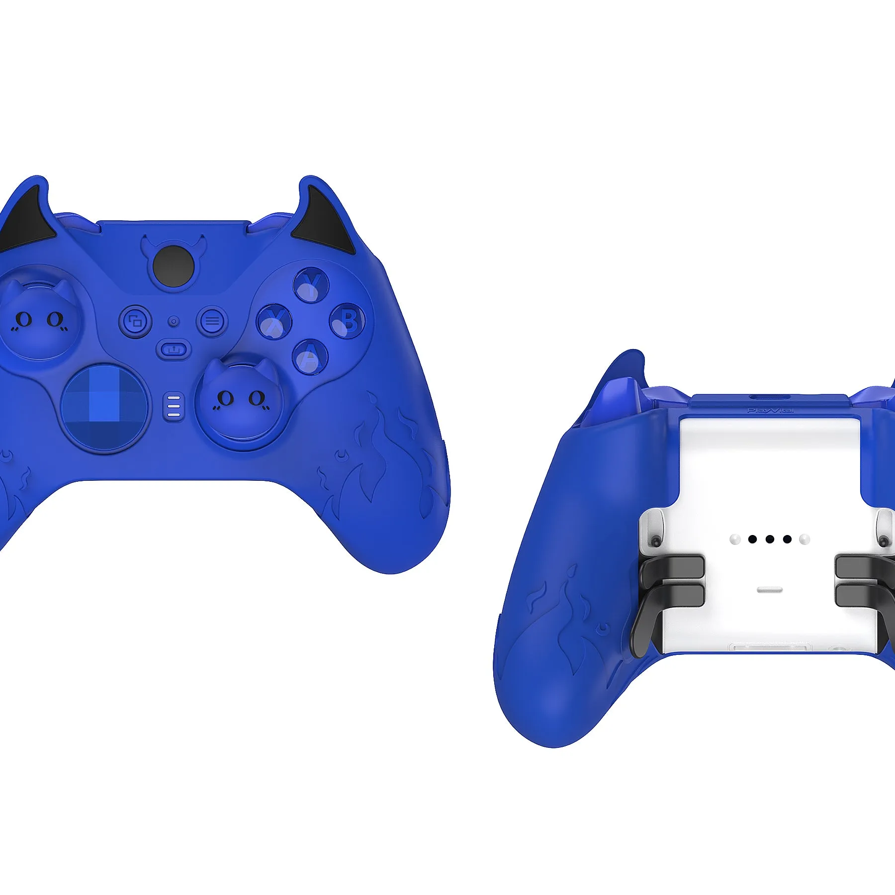 PlayVital Cute Demon Silicone Case Cover for Xbox Elite Wireless Controller Series 2, Kawaii Anti-Slip Shockproof Controller Skin Grip for Xbox Elite Series 2 Core with Thumb Grip Caps- Blue - UQNE2P003