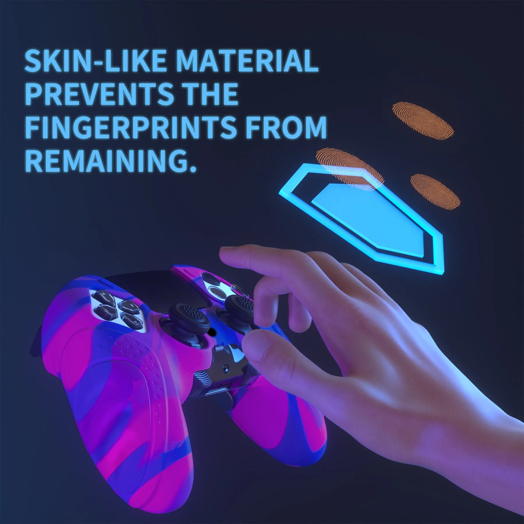 PlayVital Guardian Edition Anti-Slip Ergonomic Silicone Cover Case for ps5 Edge Controller, Soft Rubber Protector Skin for ps5 Edge Wireless Controller with Thumb Grip Caps - Pink & Purple & Blue - EHPFP013