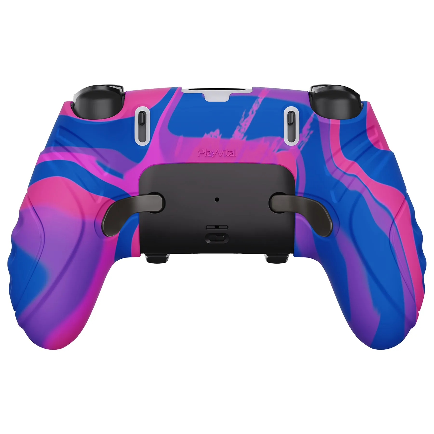 PlayVital Guardian Edition Anti-Slip Ergonomic Silicone Cover Case for ps5 Edge Controller, Soft Rubber Protector Skin for ps5 Edge Wireless Controller with Thumb Grip Caps - Pink & Purple & Blue - EHPFP013