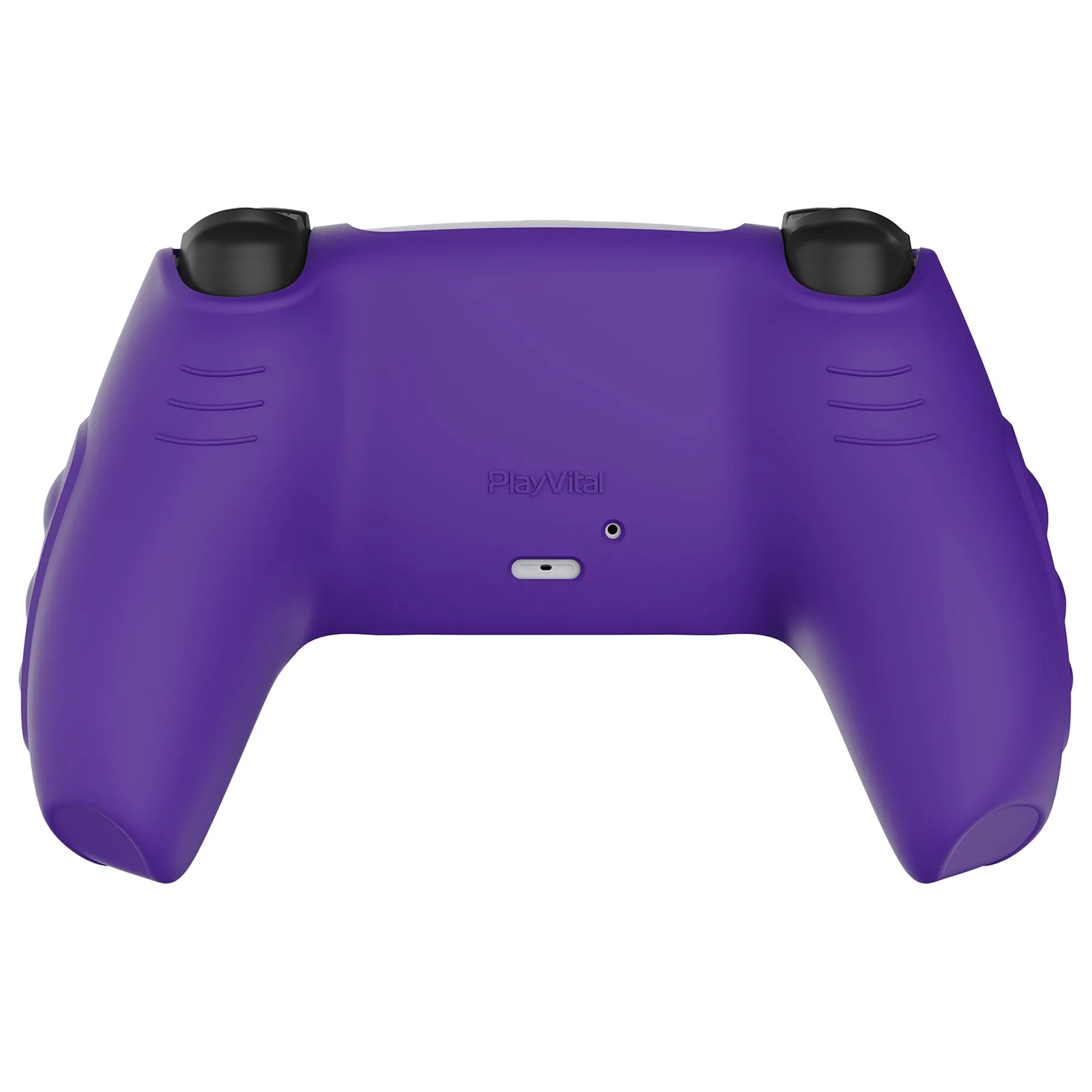 PlayVital Knight Edition Neon Genesis Purple & Green Two Tone Anti-Slip Silicone Cover Skin for Playstation 5 Controller, Soft Rubber Case for PS5 Controller with Thumb Grip Caps - QSPF015