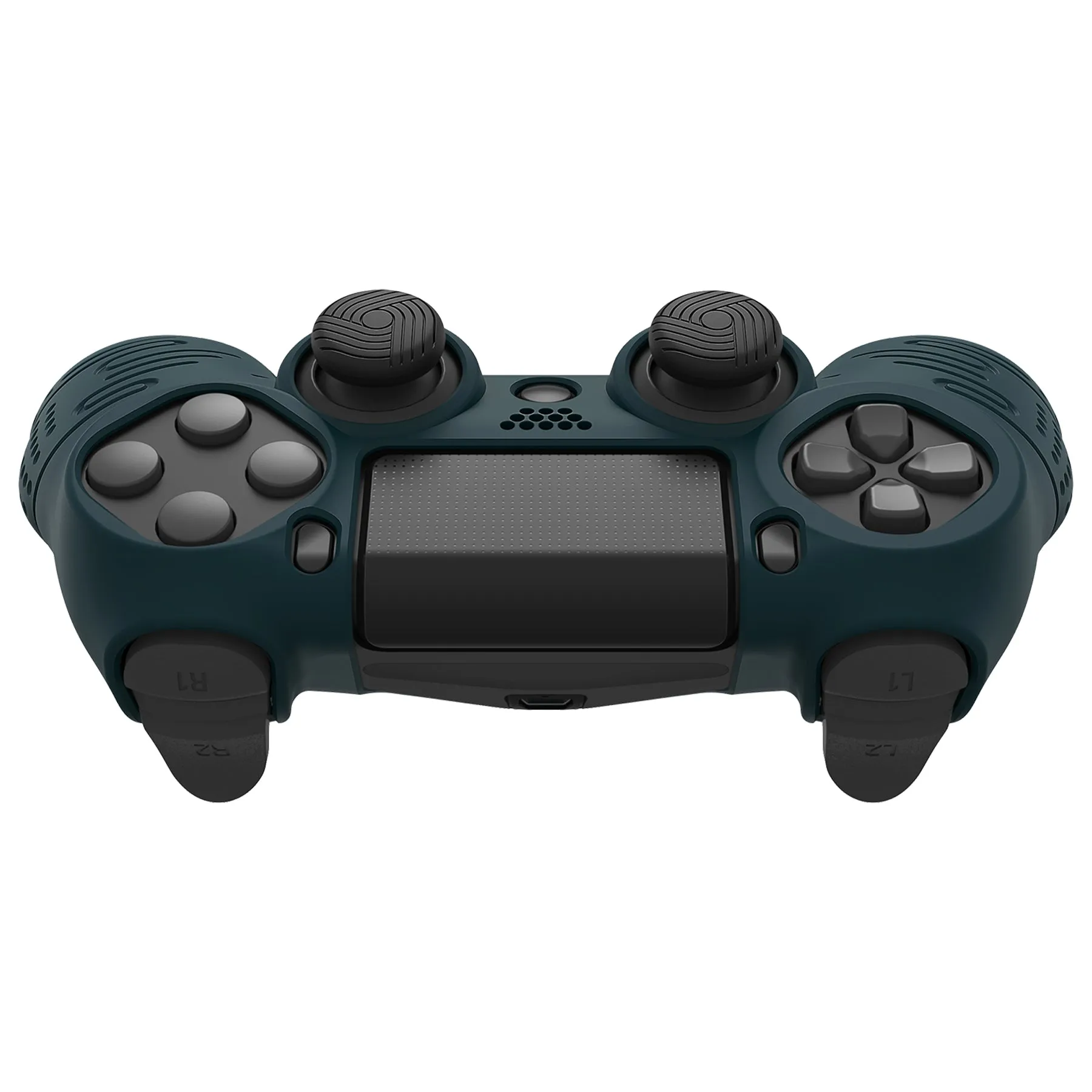 PlayVital Line & Dot Racing Green Silicone Cover Skin for ps4 Controller, Anti-Slip Soft Protector Case Cover with Thumb Grip Caps for ps4 for ps4 Slim for ps4 Pro Controller - CLRP4P003