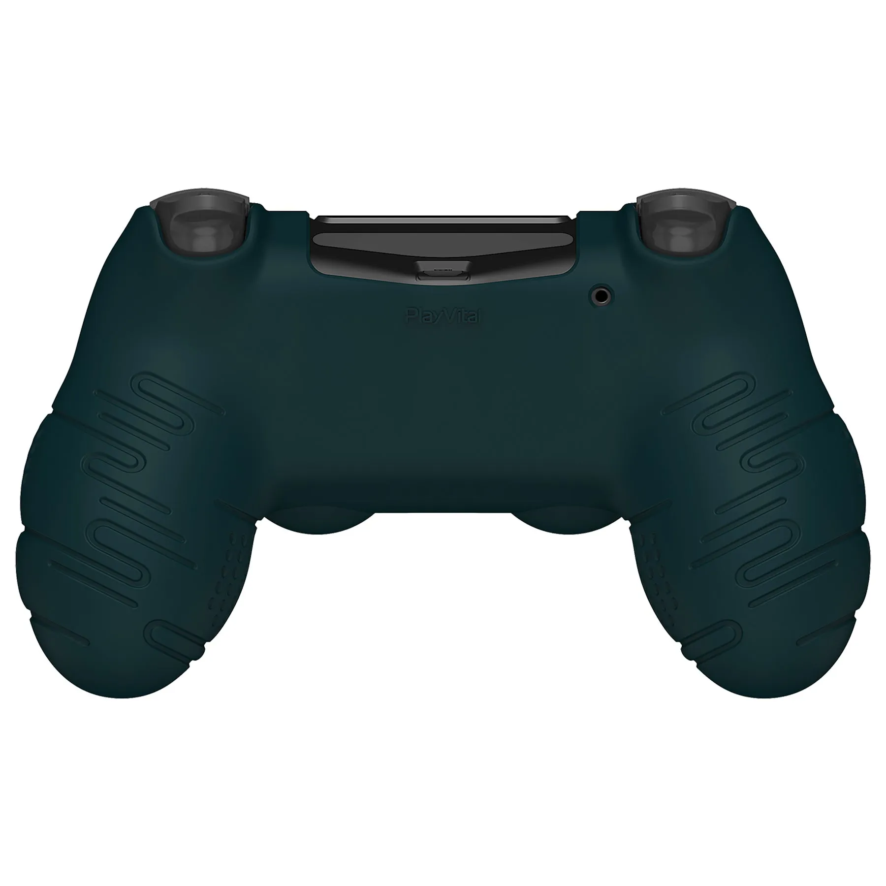 PlayVital Line & Dot Racing Green Silicone Cover Skin for ps4 Controller, Anti-Slip Soft Protector Case Cover with Thumb Grip Caps for ps4 for ps4 Slim for ps4 Pro Controller - CLRP4P003